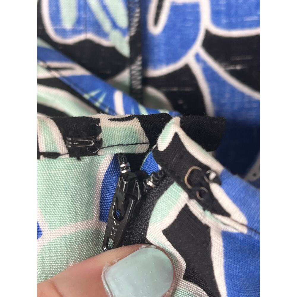 Etcetera linen blend blue green floral knee length skirt, size 6 EUC - Picture 7 of 10